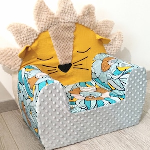 Mustard yellow Savannah Lion armchair personalized gift