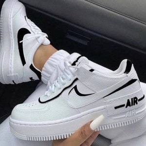 Custom  Air Force 1’s Shadow Black And White