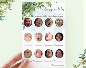 Loving or Labor Baby Shower Game: Greenery Theme (Digital Download) Downloadable PDF
