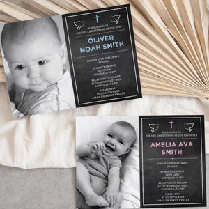 Christening Baptism Invitation, Editable Template Instant Download 5 x 7 Bapitsm Invite, Boys Baptism Invite, Girls Baptism Invite