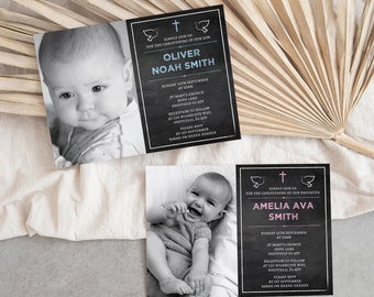 Editable Christening Invitation Template: 5x7 Baptism Invite (Digital Download)