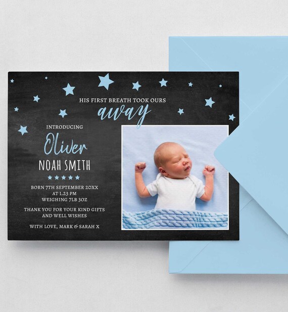 birth announcement cards etsy
