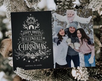 Editable Photo Christmas Card Template: 5x7 Holiday Card (Digital Download)