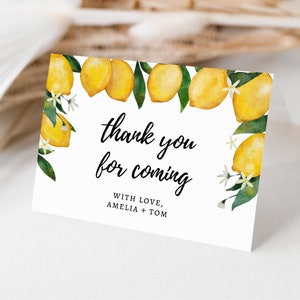 Lemon Editable Baby Shower Thank You Card, Watercolor Lemon Baby Shower Template, Editable Baby Shower Card Template, BS2901