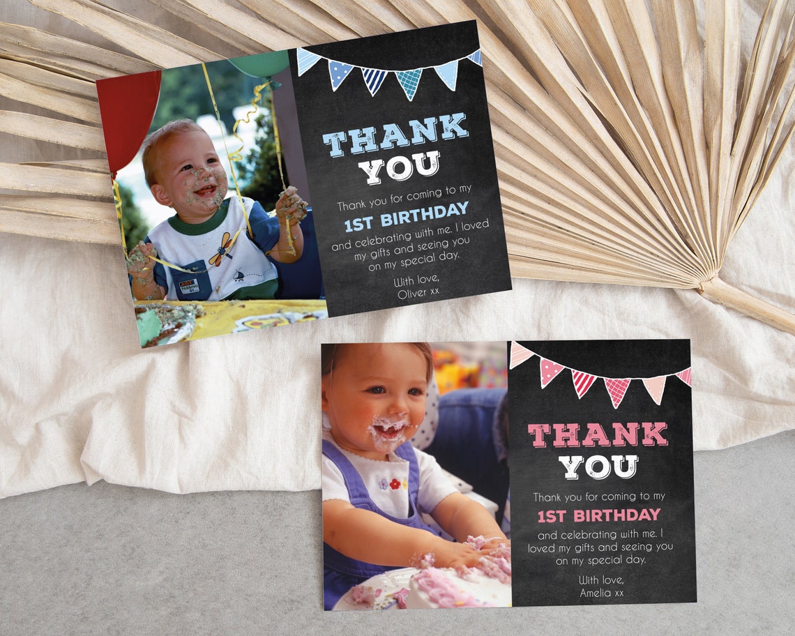 Birthday Thank You Card, Editable Template Instant Download 5 X 7 Kids ...