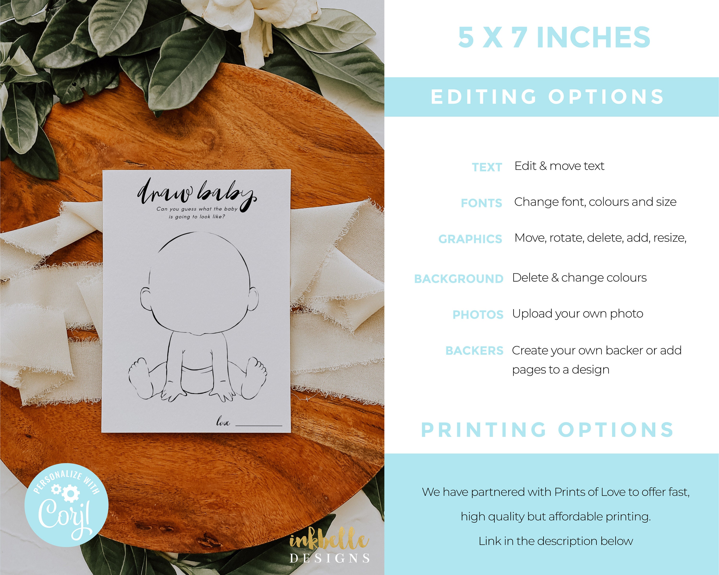 Draw Baby Baby Shower Game Minimalist Theme Baby Shower Etsy Canada