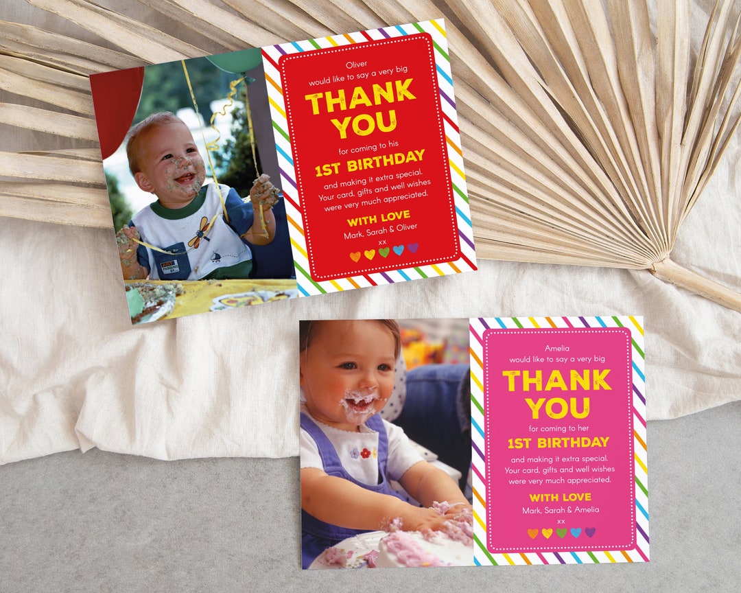 Birthday Thank You Card, Editable Template Instant Download 5 X 7