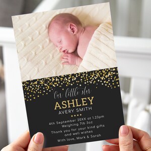 Nouvelle carte d'annonce de naissance de bébé, modèle modifiable Téléchargement instantané 5 x 7 Annonce de naissance de nouveau bébé Merci, bébé garçon, bébé fille