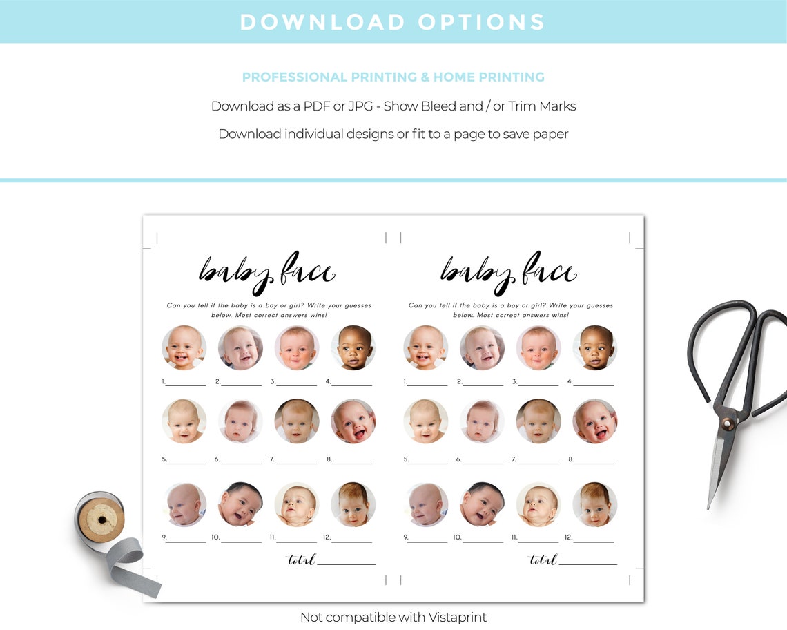 Baby Face Baby Shower Game Minimalist Theme, Baby Shower Party Games ...