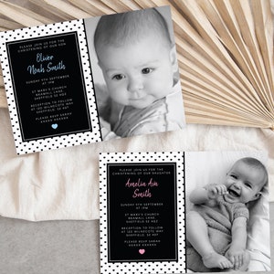 Christening Baptism Invitation, Editable Template Instant Download 5 x 7 Bapitsm Invite, Boys Baptism Invite, Girls Baptism Invite
