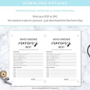 Who Knows Mommy Best Baby Shower Game Minimalist Theme, Baby Shower Party Games Downloadable PDF image 3