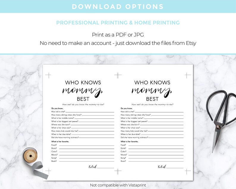 Who Knows Mommy Best Baby Shower Game Minimalist Theme, Baby Shower Party Games Downloadable PDF image 3