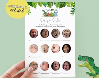 Dinosaur Baby Shower Game: Loving or Labor Quiz (Digital Download) Downloadable PDF