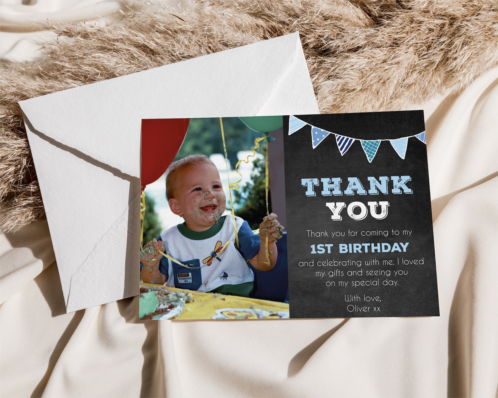 Birthday Thank You Card, Editable Template Instant Download 5 X 7 Kids ...
