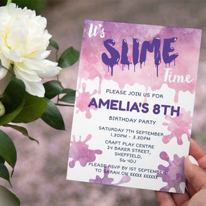 Slime Birthday Invitation, Editable Template Instant Download 5 x 7 Girls Slime Making Birthday Party Invitation, Slimed Birthday Party