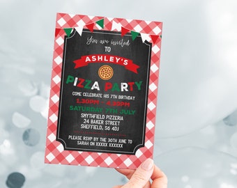 Pizza Birthday Party Invitation: Editable Pizzeria Invite (Digital Download)