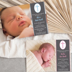 Christening Baptism Invitation, Editable Template Instant Download 5 x 7 Bapitsm Invite, Boys Baptism Invite, Girls Baptism Invite