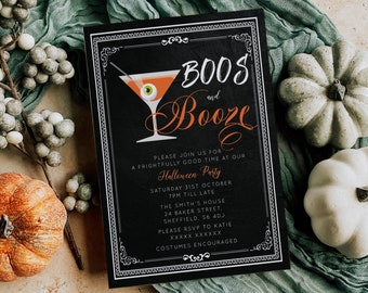 Boos and Booze Halloween Party Invitation: Editable Template (Digital Download)