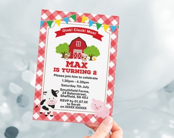 Farm Birthday Invitation: Barnyard Party, Editable 5x7 (Digital Download)