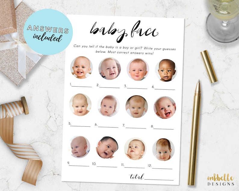 Baby Face Baby Shower Game Minimalist Theme, Baby Shower Party Games ...