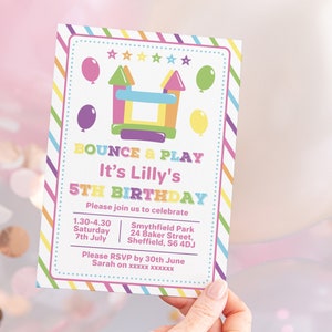 Bounce House Birthday Invitation, Instant Download 5 x 7 Editable Template Bounce House Birthday Party Invite, Children&#39;s Birthday Party