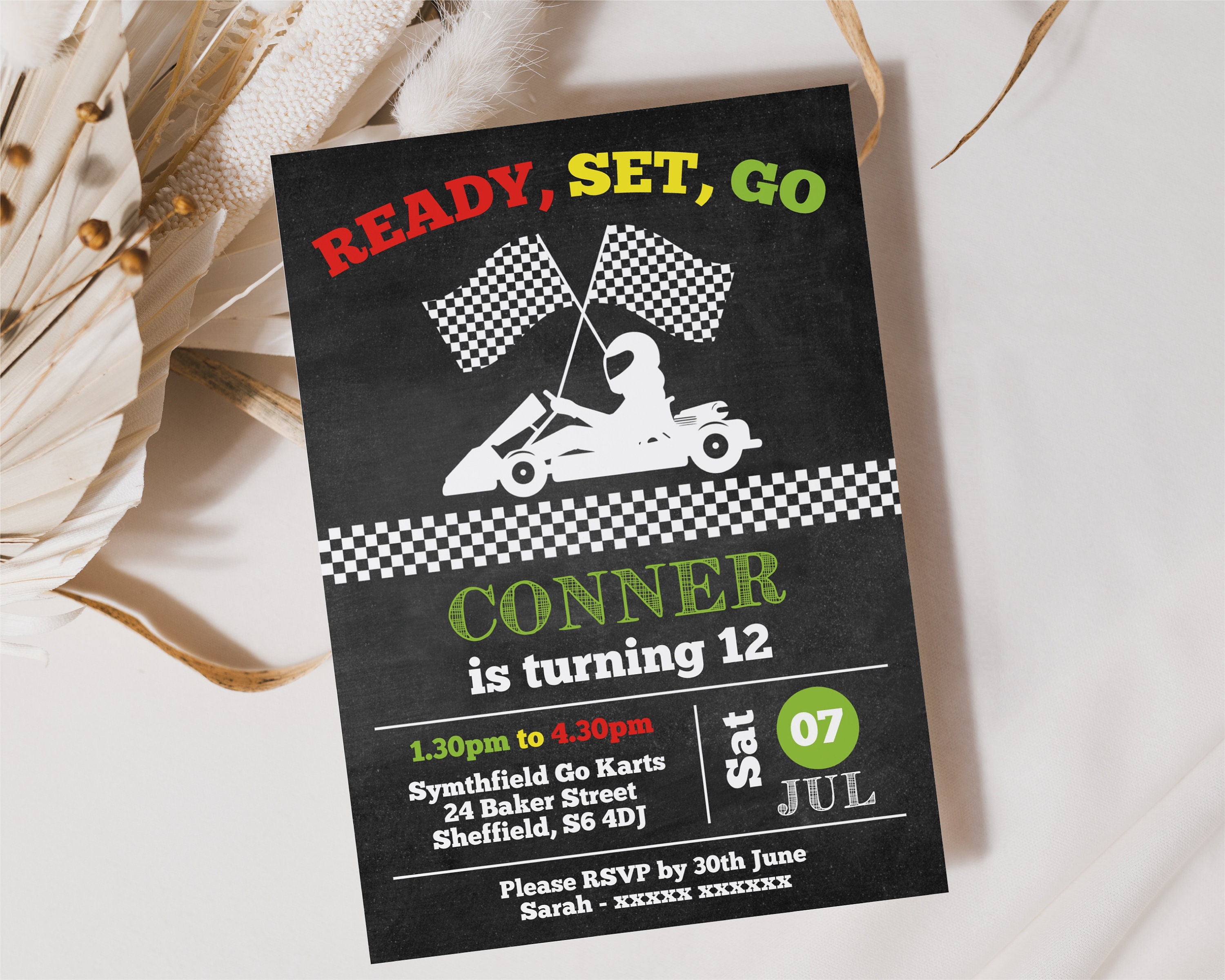 GoKart Birthday Party Invitation Editable Invitation Instant Etsy