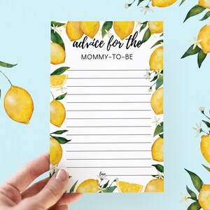 Conseils pour la future maman jeu de douche de bébé thème citron, jeux de fête de douche de bébé, douche de bébé aux agrumes, carte de conseils 5 x 7 BS2901