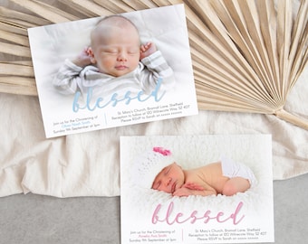 Christening Invitation Template: Editable Baptism Invite (Digital Download)
