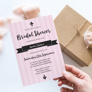 Bridal Shower Invitation, Editable Template Instant Download 5 x 7 Bridal Shower Invite, French Parisian Themed Bridal Shower Invitation