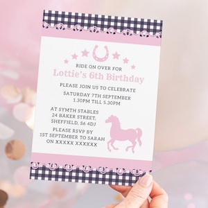 Pony Birthday Invitation, Editable Template Instant Download 5 x 7 Pony Ride Birthday Party Invitation, Horseback Riding Party Invite