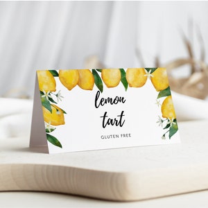 Lemon Baby Shower Food Tent Place Card template, Baby Shower Place Card, Lemon Baby Shower Food Tent Template, BS2901