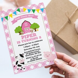 Farm Birthday Invitation, Editable Template Instant Download 5 x 7 Girls Farm Birthday Party Invitation, Farming Birthday Invite