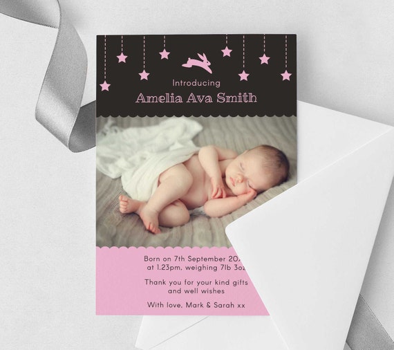birth announcement cards etsy