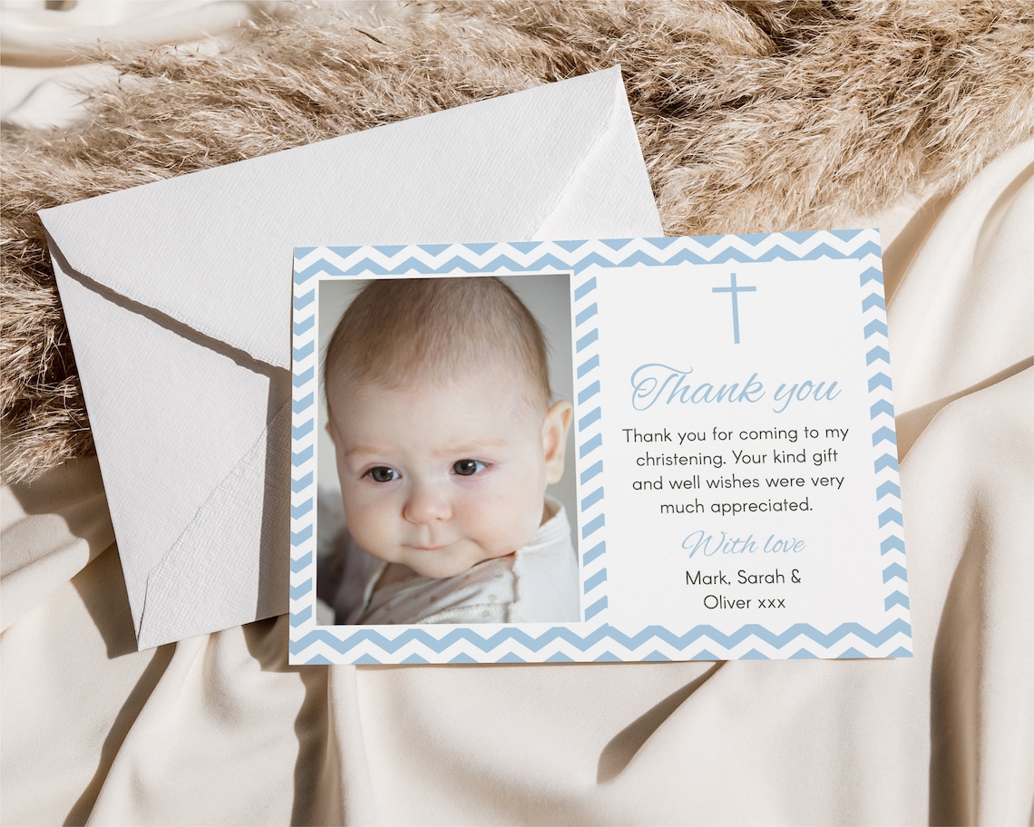 Christening Thank You Card Editable Template Instant Download Etsy