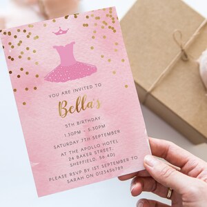 Ballerina-Geburtstags-Einladung, bearbeitbare Vorlage Sofort-Download 5 x 7 Ballett-Geburtstags-Party-Einladung, Mädchen-Ballett-Tanz-Party-Einladung