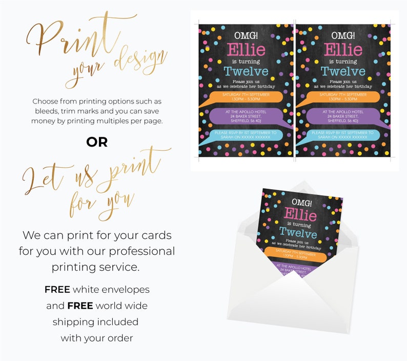 Teen Birthday Invitation Editable Template Instant Download 5 | Etsy