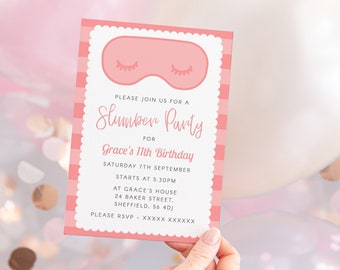 Sleepover Birthday Invitation, Editable Template Instant Download 5 x 7 Slumber Party Sleepover Girls Birthday Party Invitation