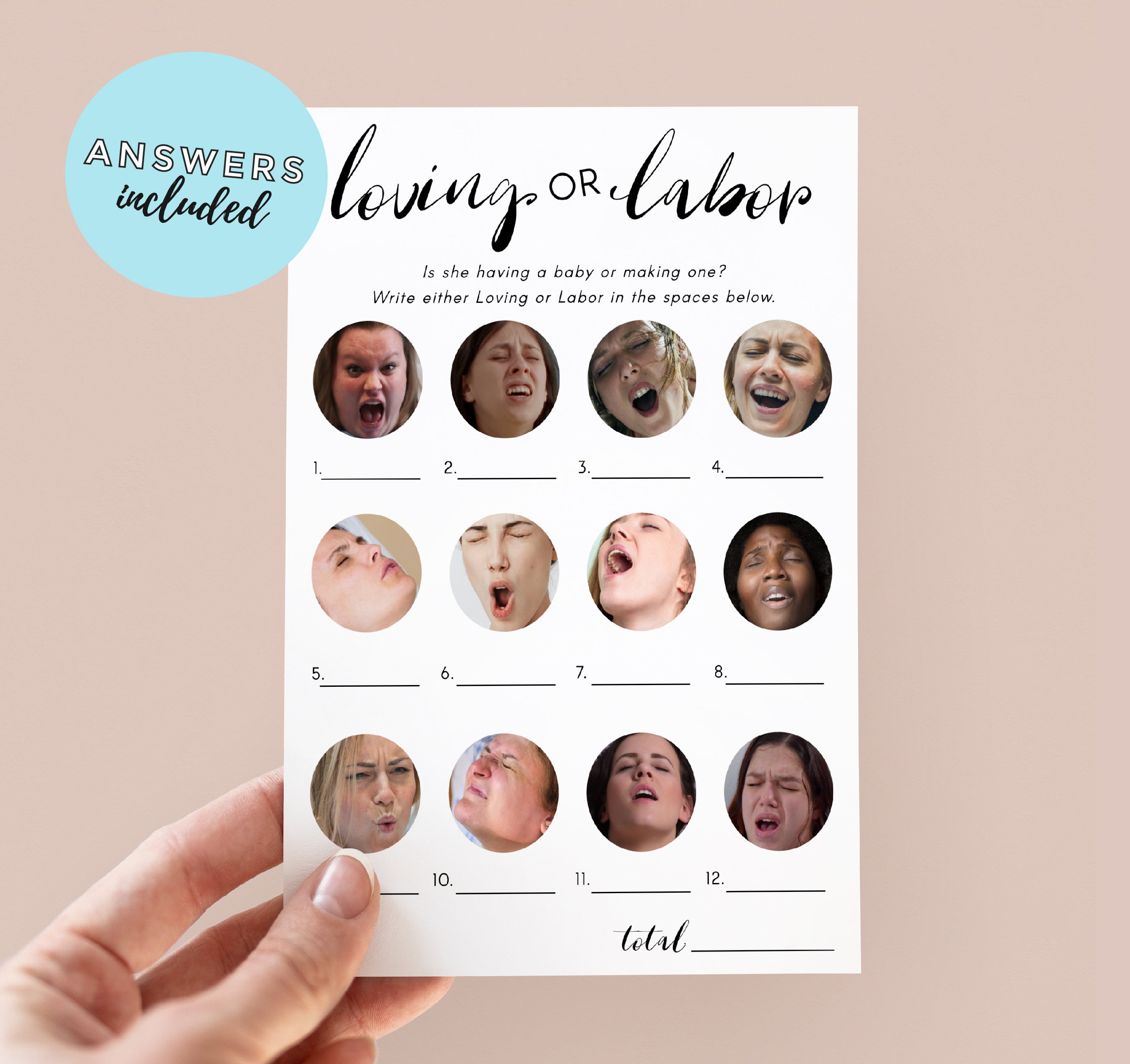 Loving or Labor Quiz Baby Shower Game Minimalist Theme Baby Etsy