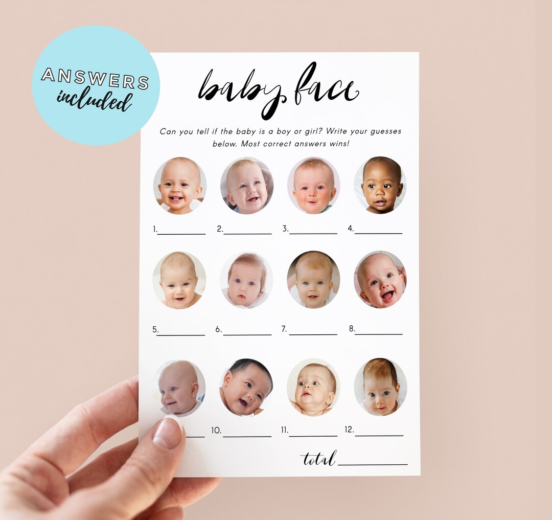 Baby Face Baby Shower Game Minimalist Theme, Baby Shower Party Games ...