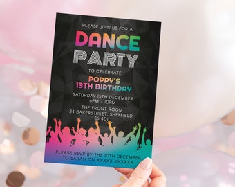 Dance Party Birthday Invitation: Editable Template (Digital Download)