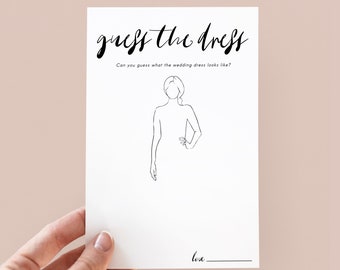 Guess the Dress Bridal Shower Game Minimalist Theme, Bridal Shower Party Games, Minimalist Bridal Shower,  Bridal Draw the Dress Printable