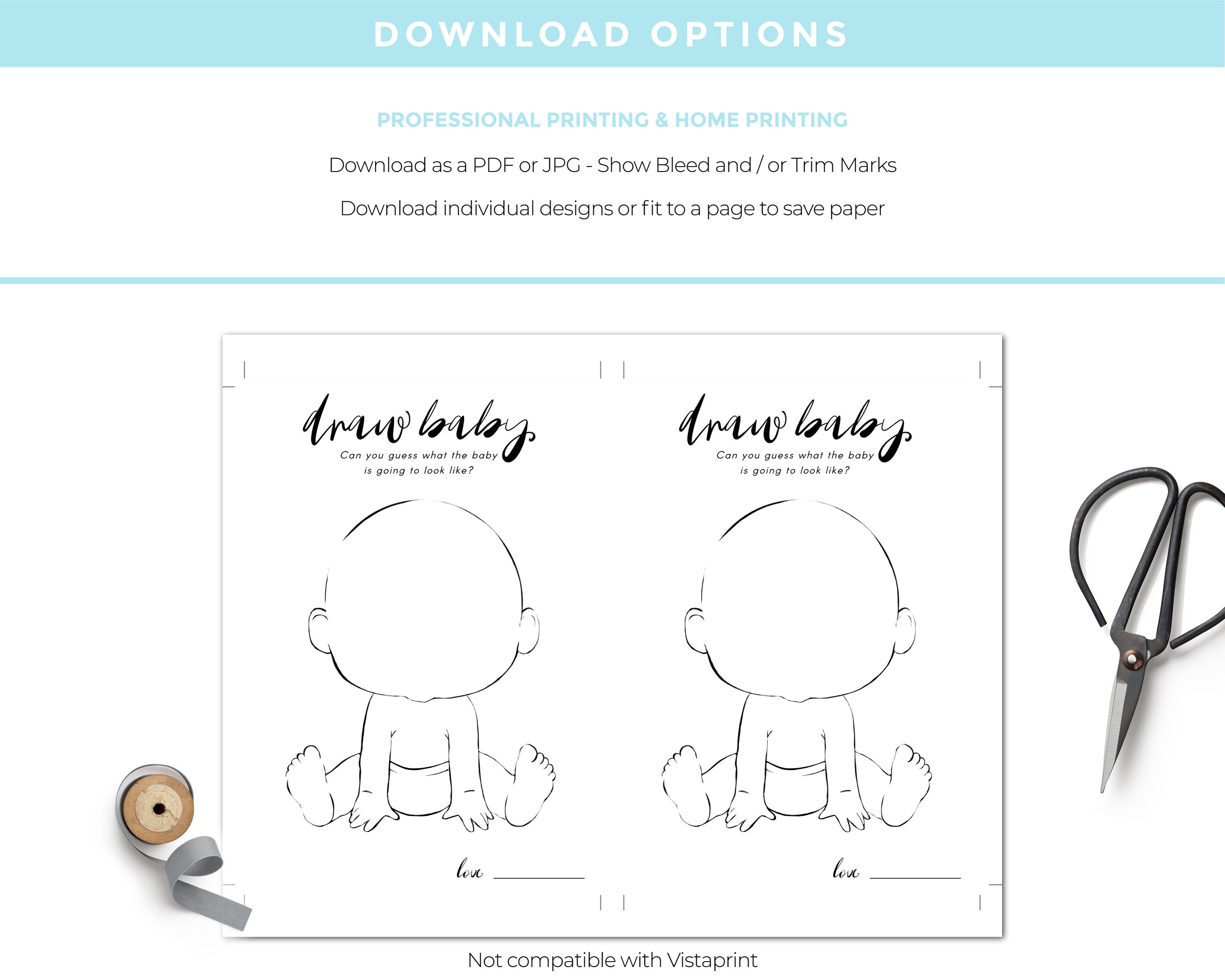 Draw Baby Baby Shower Game Minimalist Theme Baby Shower Etsy Canada