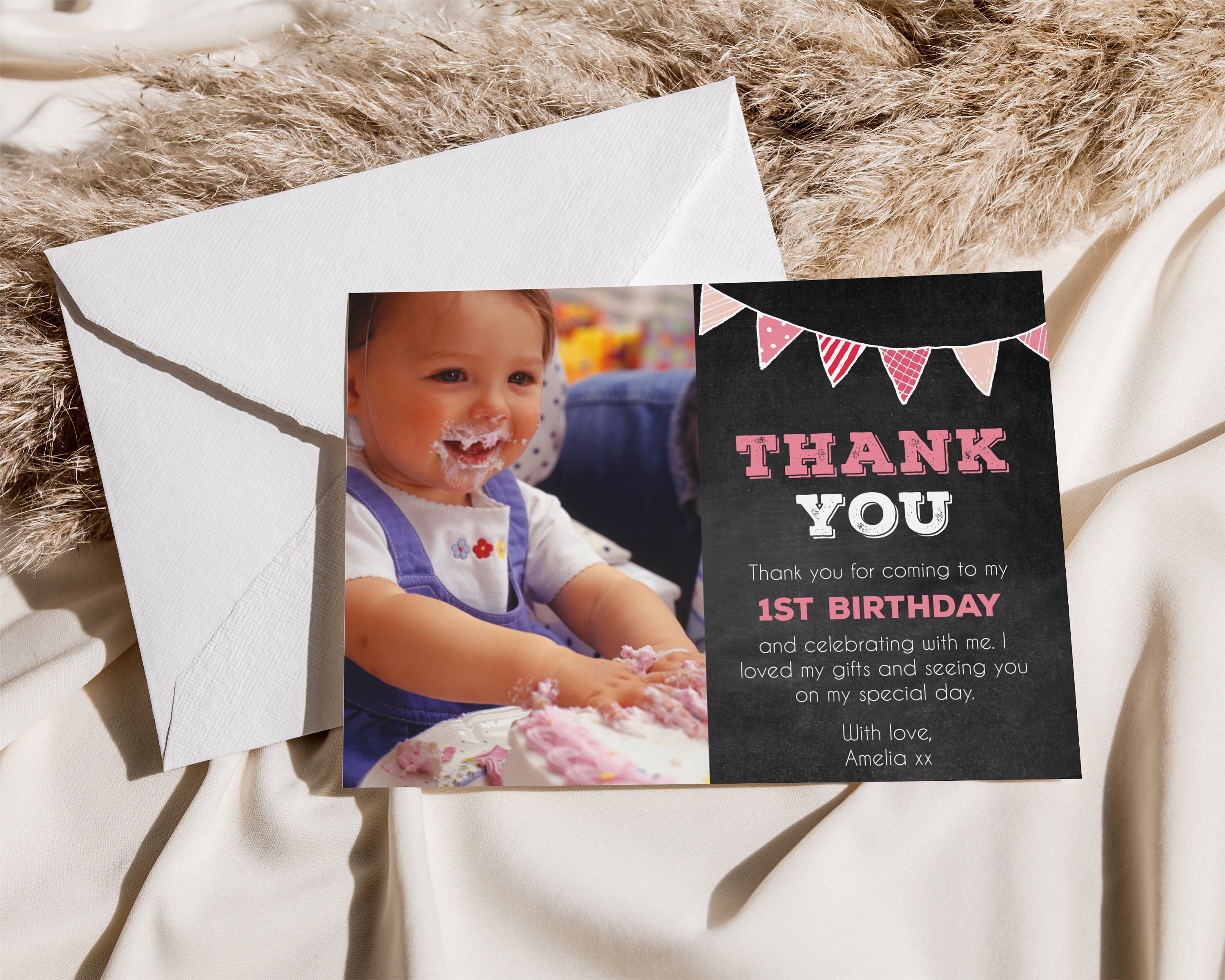 Birthday Thank You Card, Editable Template Instant Download 5 X 7 Kids ...