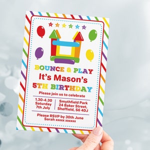 Bounce House Birthday Invitation, Instant Download 5 x 7 Editable Template Bounce House Birthday Party Invite, Children&#39;s Birthday Party