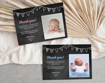 Christening Thank You Card, Editable Template Instant Download 5 x 7 Baptism Thank You Card, Naming Day Thank You Card