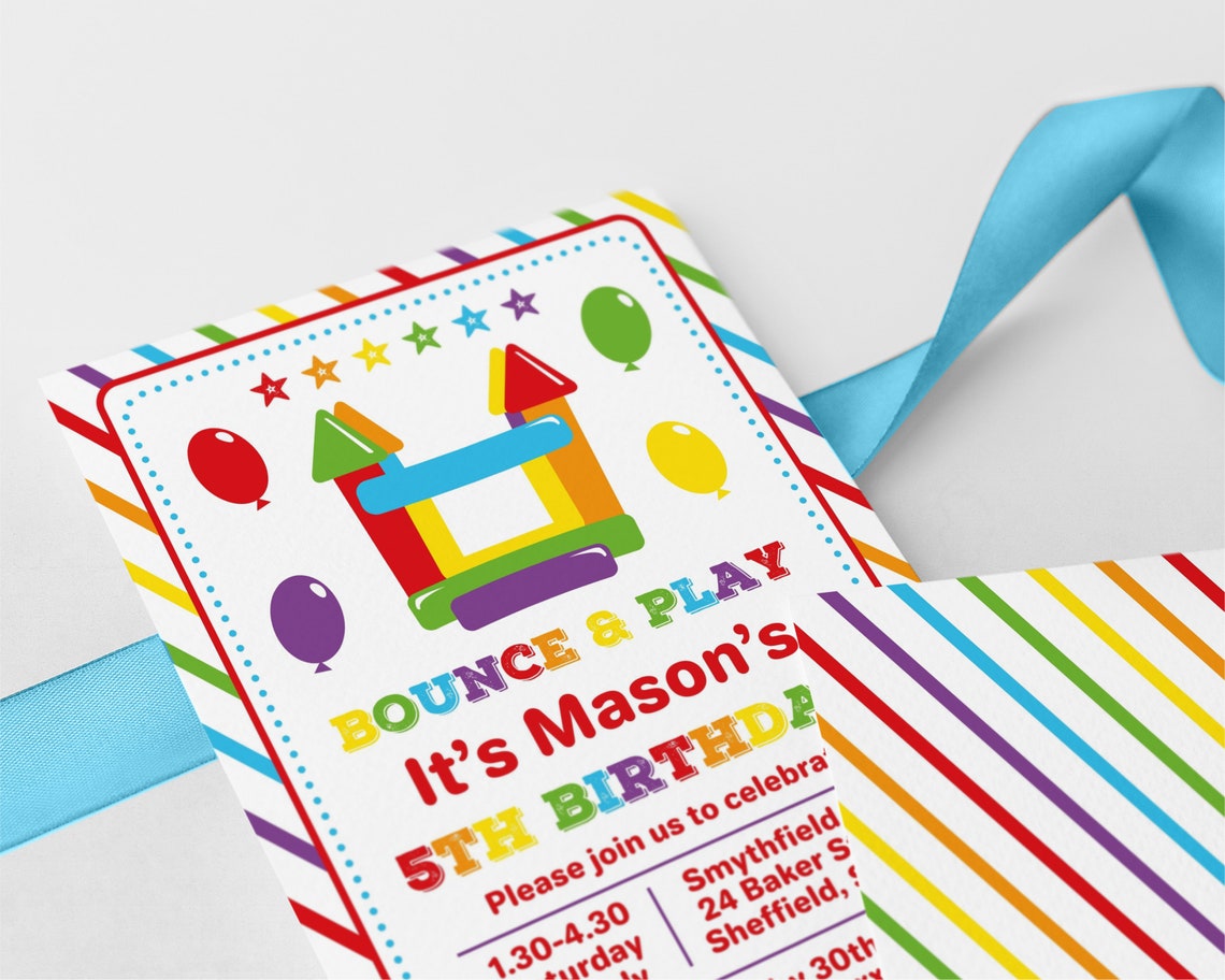 Bounce House Birthday Invitation, Instant Download 5 X 7 Editable