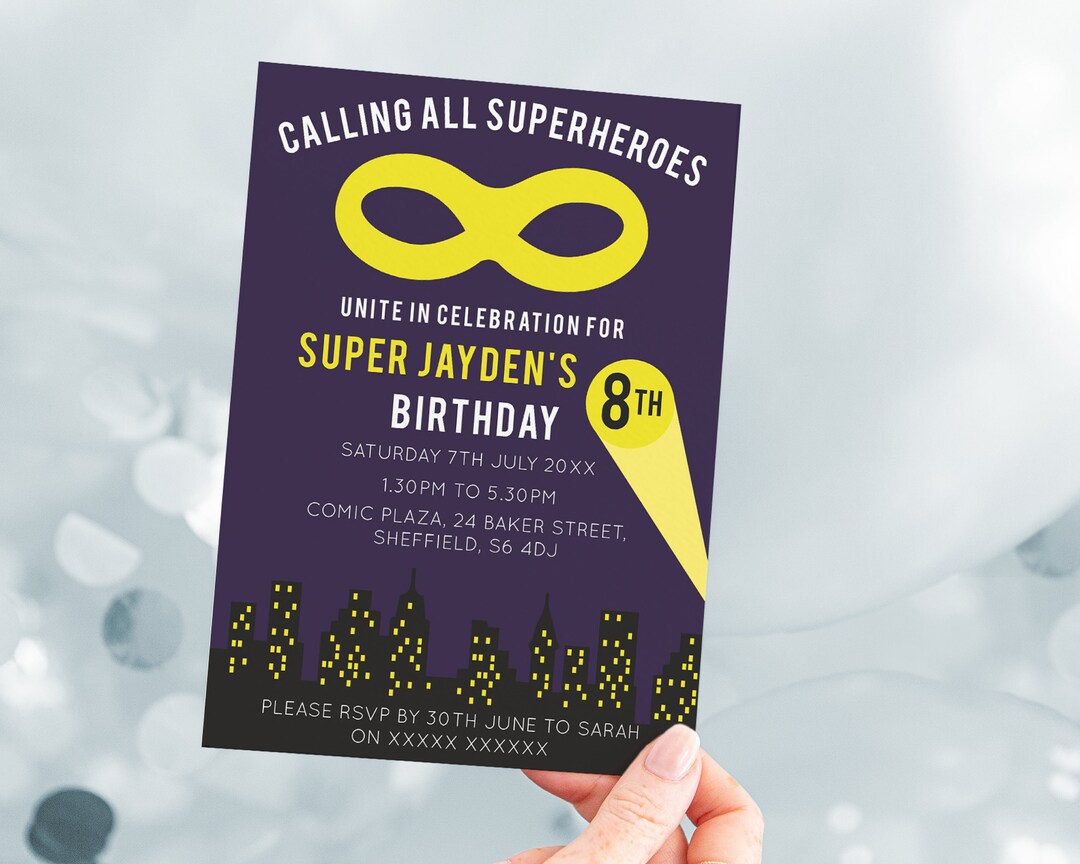 Superhero Birthday Invitation: Editable Kids Party Invite (digital