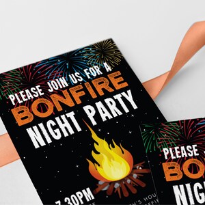 Bonfire Night Party Invitation, Editable Invitation Instant Download 5 ...