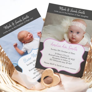Christening Baptism Invitation, Editable Template Instant Download 5 x 7 Bapitsm Invite, Boys Baptism Invite, Girls Baptism Invite