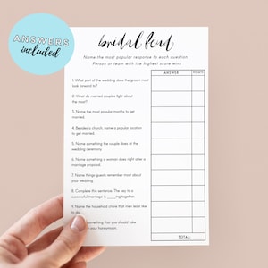 Bruidsvete Quiz Bruidsdouche spel Minimalistisch thema, Bruidsdouche Party Games, Minimalistische bruidsdouche, 5x7 Bruidsvete Familiequiz